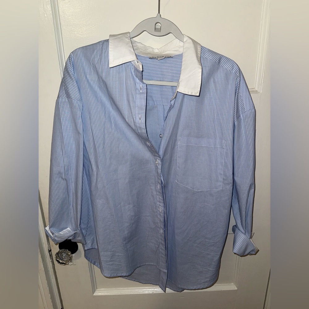 Blue Striped 100% Cotton Shirt